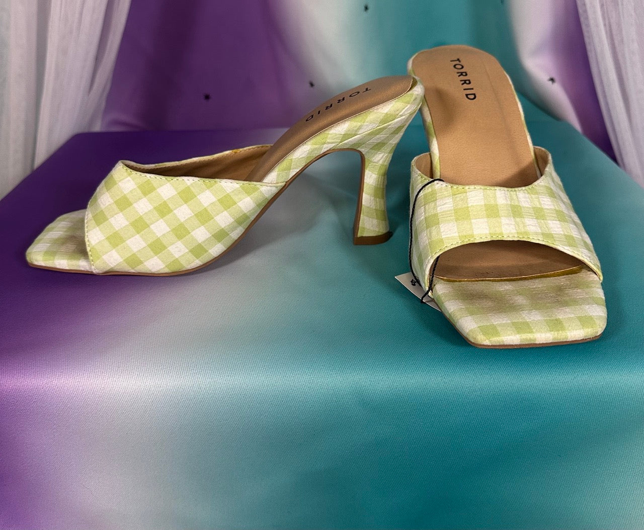 Green Gingham Heels