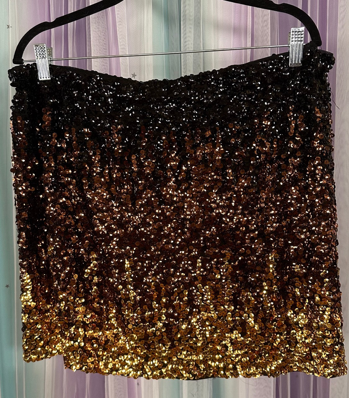 Copper Sequin Mini Skirt