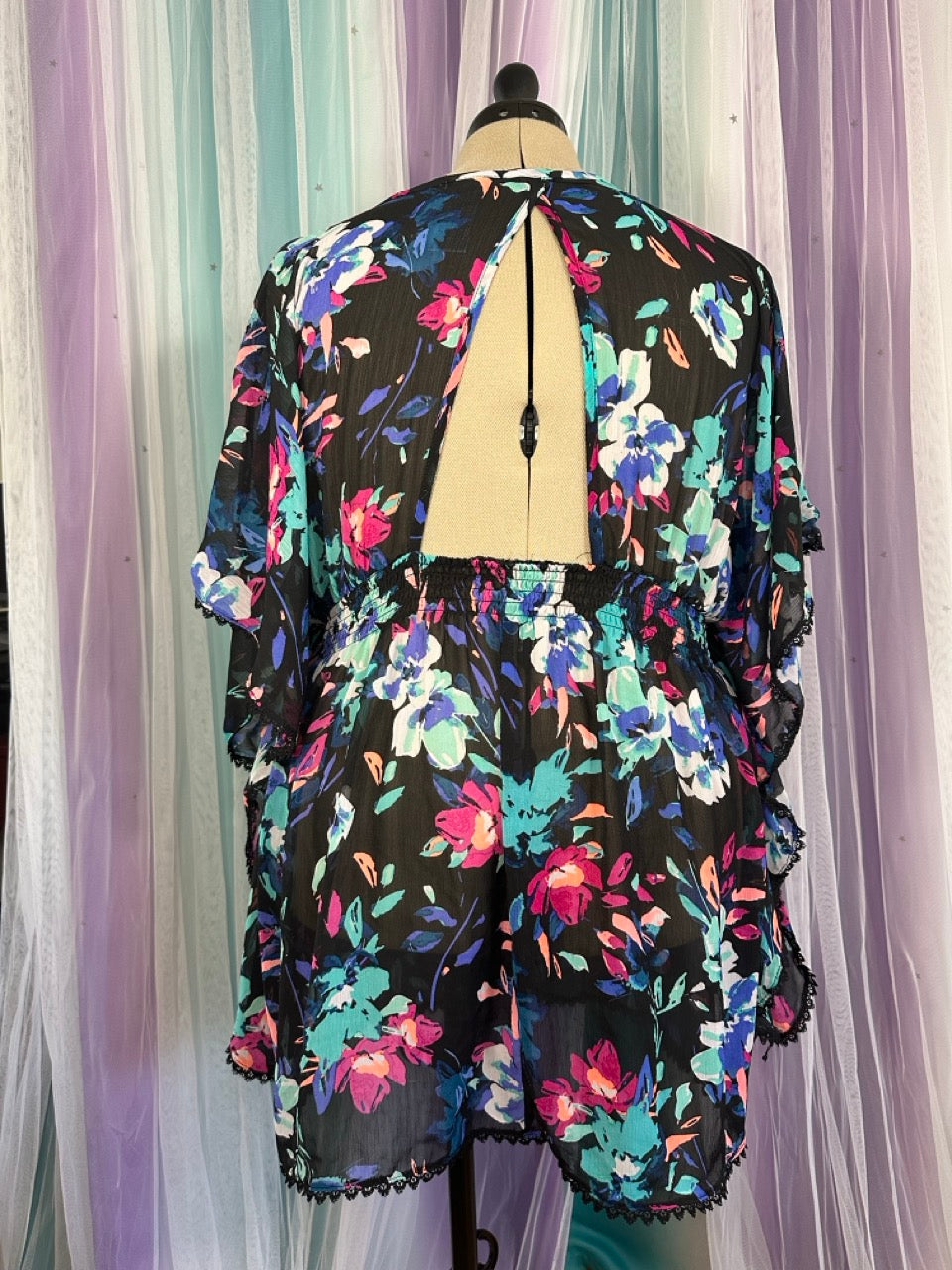 Black Floral Cover Up