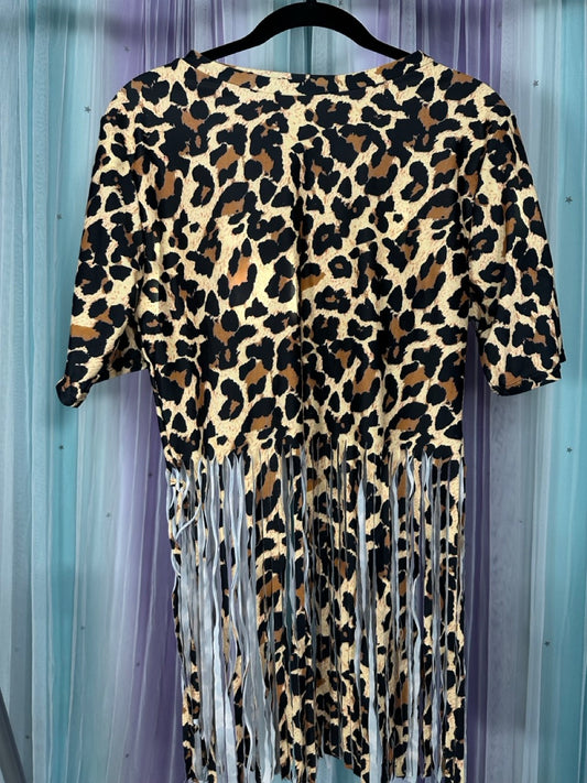 Cheetah Print Fringe Swimsuit Top