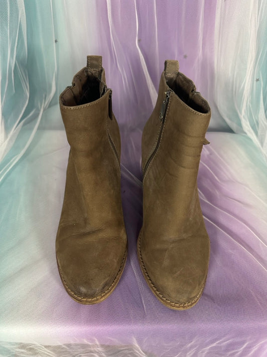 Brown leather booties