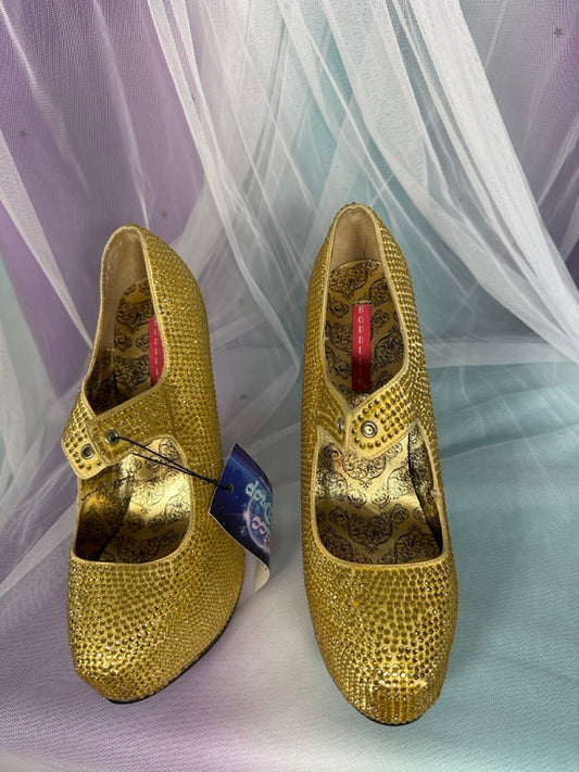 Gold jewel platform heels