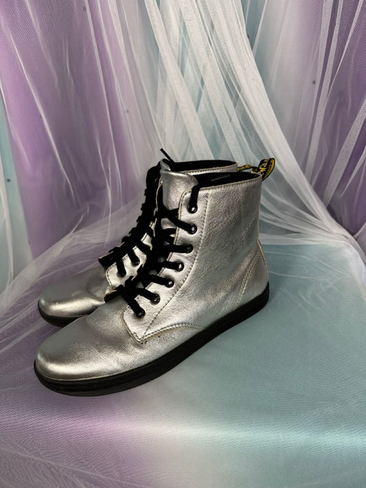 Silver Doc Martin Boots