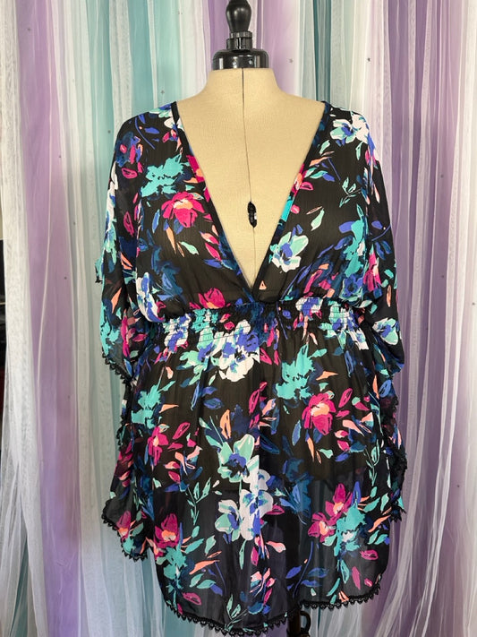 Black Floral Cover Up