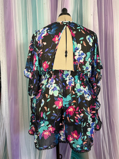 Black Floral Cover Up