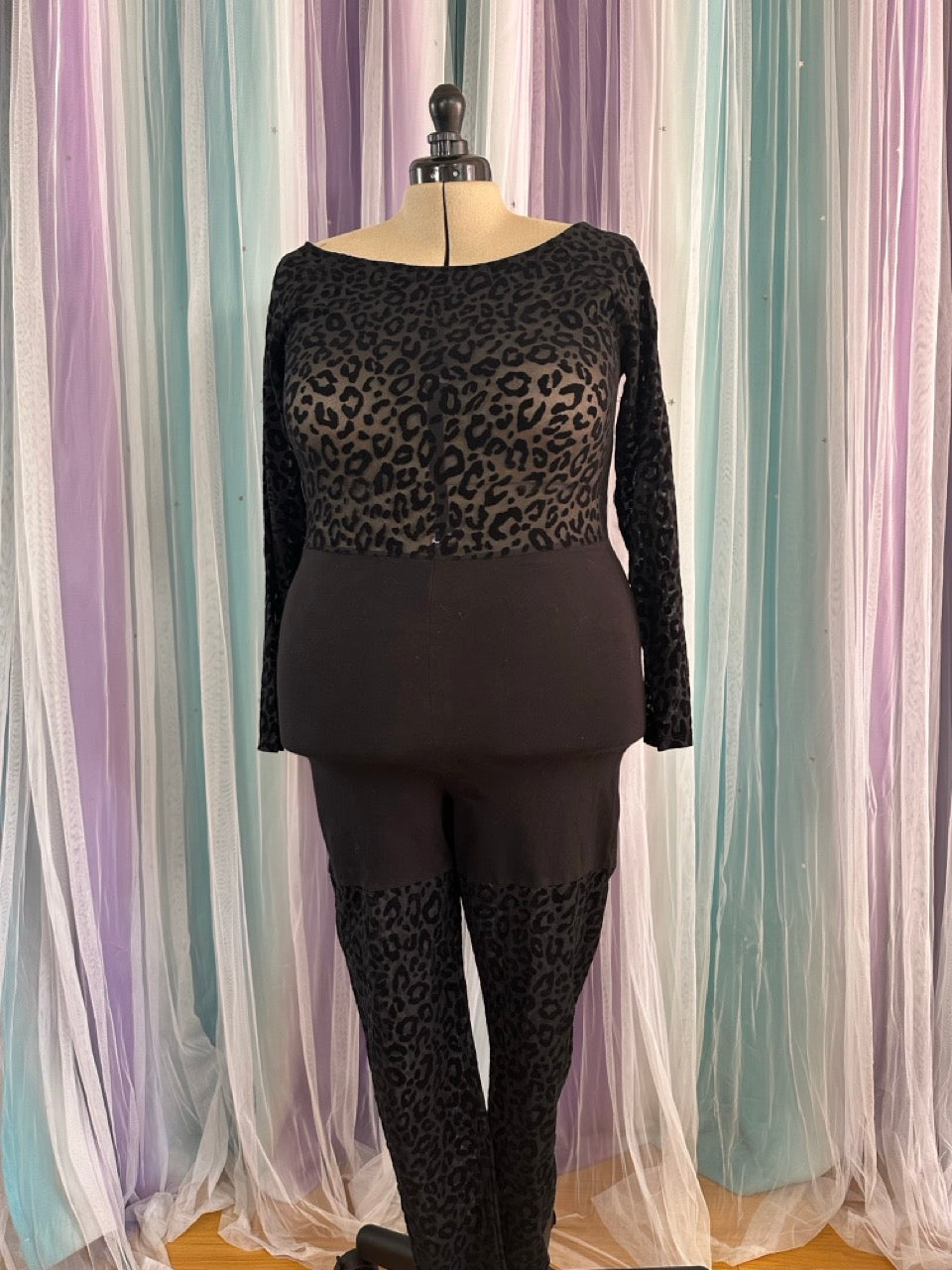 Mesh Black Leopard Catsuit