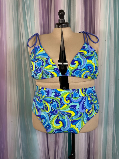 Alpine Butterfly Swim Blue Psychedelic Paisley Bathing Suit