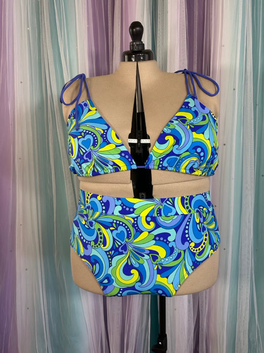 Alpine Butterfly Swim Blue Psychedelic Paisley Bathing Suit