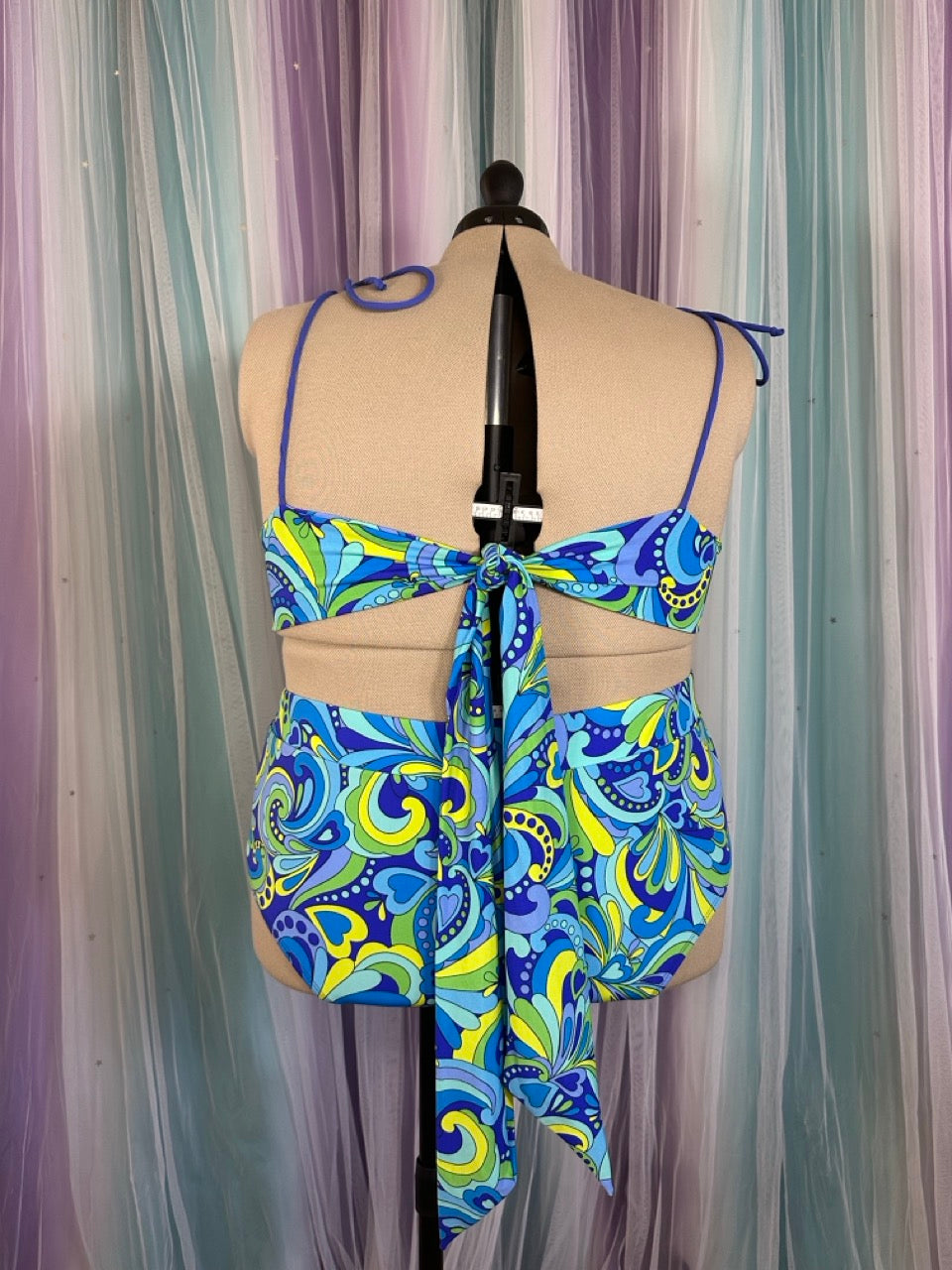 Alpine Butterfly Swim Blue Psychedelic Paisley Bathing Suit