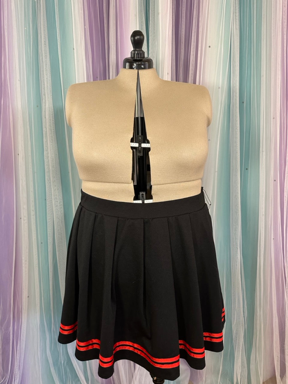 Black and Red Skater Mini Skirt
