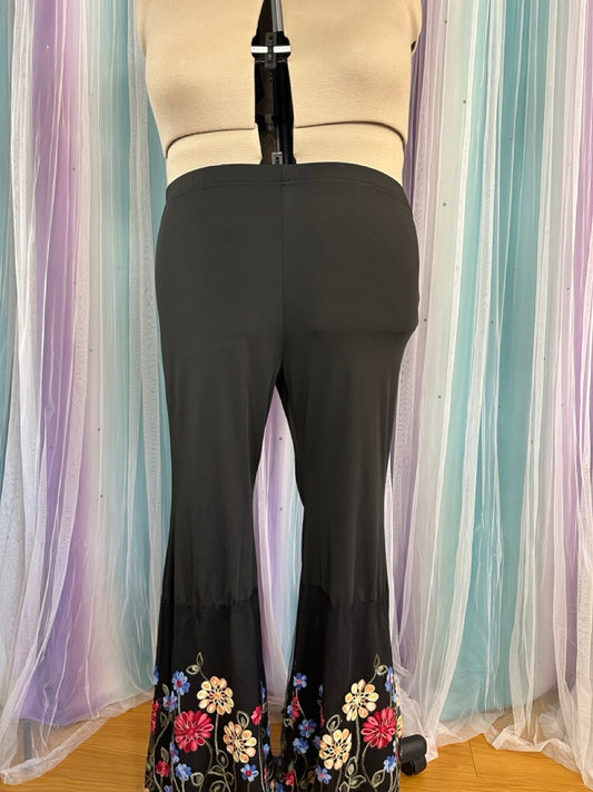 Black Floral Flares