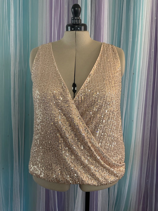 Light Gold Sequin Wrap Top