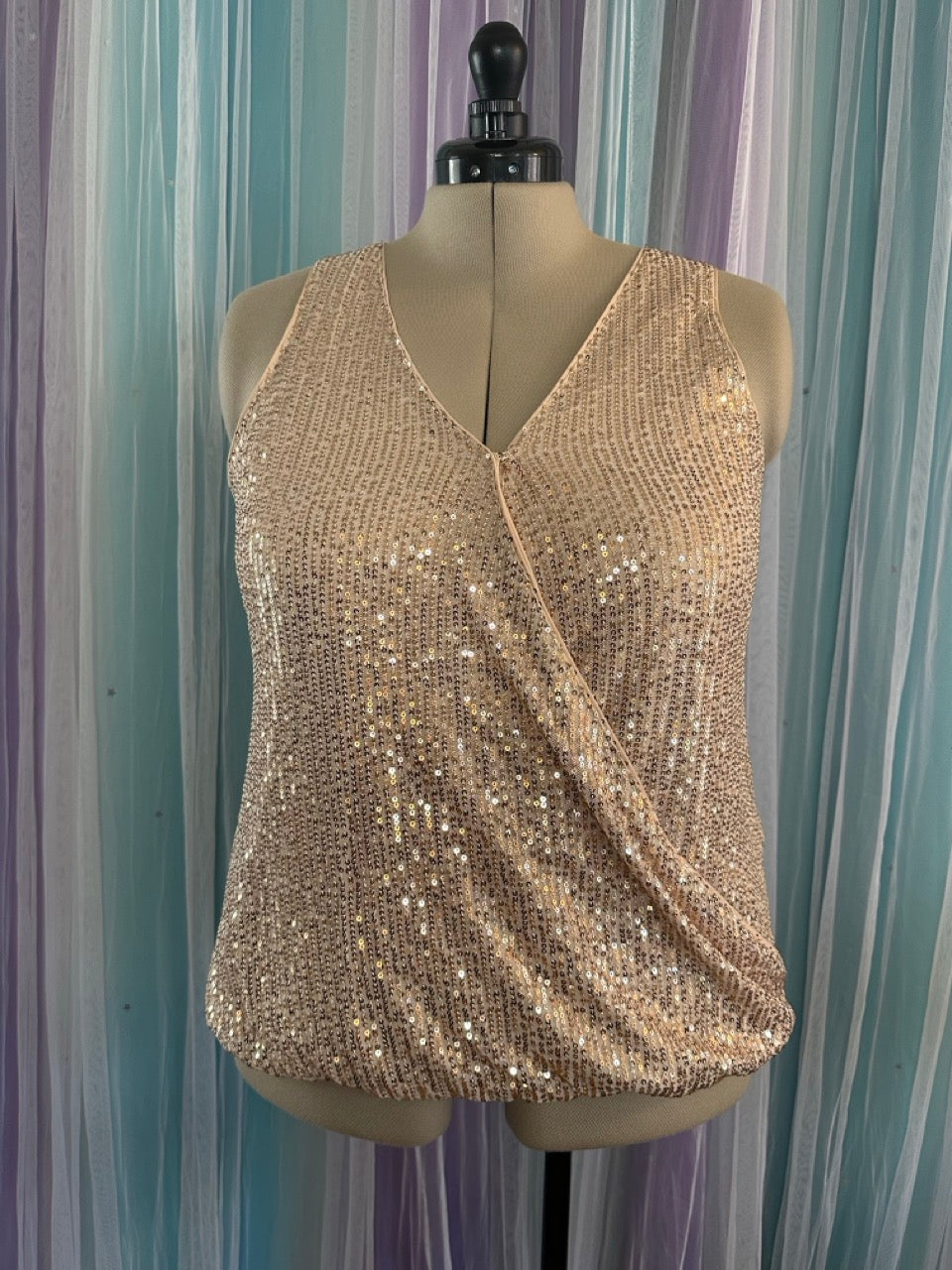 Light Gold Sequin Wrap Top