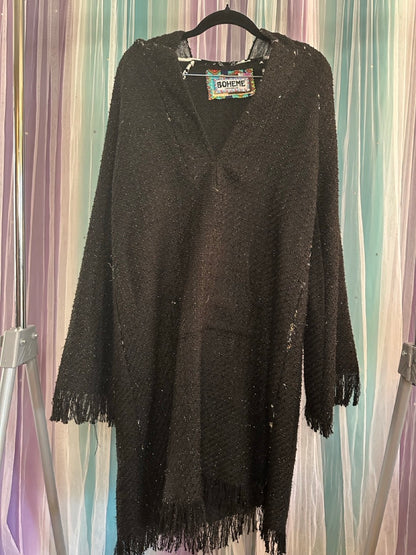 Bohem / Meghan Fabulous Black Glitter Hooded Sweater